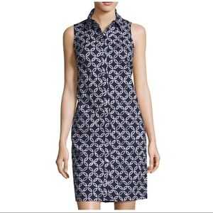 Michael Kors Navy and White Chain Print Dress